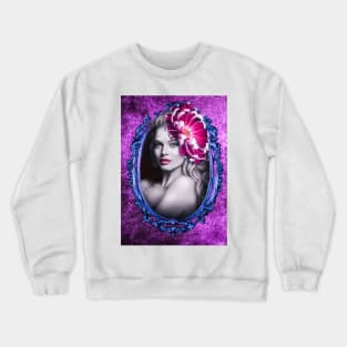 Vivid Fucsia Gorgeous girl Floral Artwork Crewneck Sweatshirt